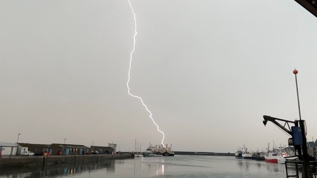 Dramatic lightning strikes across Cornwall as heatwave grips UK